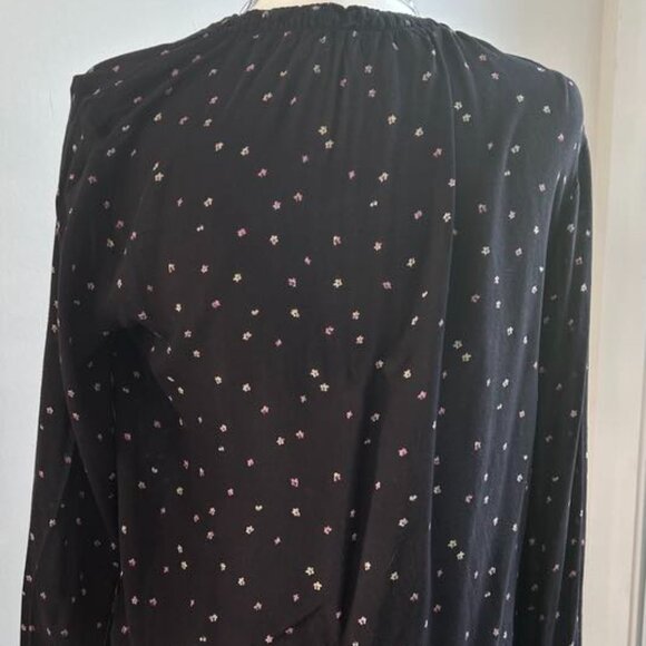Cloth & Stone for Anthropologie Black Floral Blouse With Smocked Sleeves – US M - Picture 5 of 7